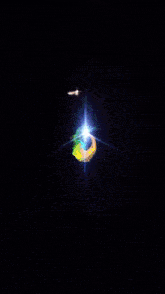 a drawing of a planet in space with a star behind it