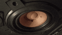 a close up of a speaker with a brown object in the middle