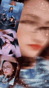 a collage of images of a woman including one of her faces
