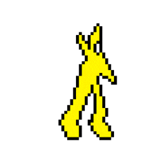 a pixel art drawing of a yellow star with a black outline on a white background .