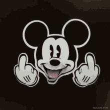middle finger mickey mouse black and white