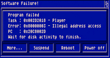 a blue screen that says software failure