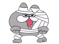 a cartoon drawing of a cat with a bandaged head