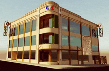 a building with a cc logo on the side