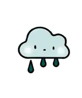 a sad cloud with a tear coming out of it and rain drops coming out of it .
