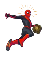 a drawing of a spiderman holding a cube with a circle on it