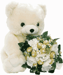 happy birthday bear blink rose white