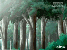 a painting of a forest with the words retro crush on the bottom right