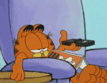 garfield watching bored flipping channels remote
