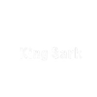 a black and white drawing of a crown with the words king sark below it