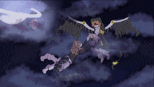 a cartoon drawing of a cat and a demon