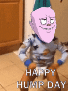 a happy hump day greeting card with a cartoon character