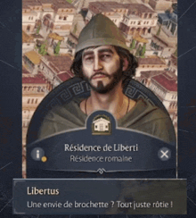 a screenshot of a video game shows a character named libertus