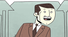 a cartoon of a man in a suit with his mouth open
