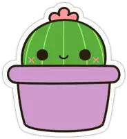 a sticker of a cactus with a flower on top of it