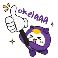 a cartoon of a penguin giving a thumbs up with the words okeaaa behind it