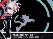a picture of makoto naegi from danganronpa super high school level good luck