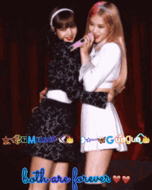 a picture of two women with the words both are forever