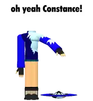 a picture of a person with the words oh yeah constance