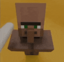 a minecraft villager is being touched by a person 's hand