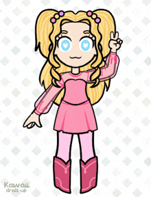 a drawing of a girl in a pink dress and boots