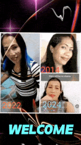 a collage of pictures of a woman with the year 2014 on the bottom right