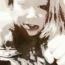 a close up of a person 's face with a grid pattern on it