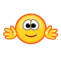 a yellow smiley face with big eyes and a smile