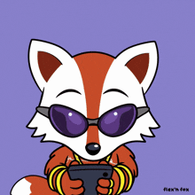 a cartoon of a fox wearing sunglasses and a fox wallet