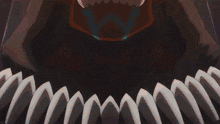 a skeleton with horns is surrounded by skulls and has a purple ring in his mouth
