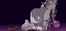 a drawing of a woman laying on the ground