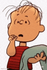 a cartoon character with a surprised look on his face and a hand on his chin .