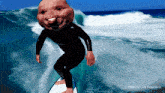 a man in a wetsuit rides a wave on a surfboard