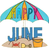 a colorful umbrella that says happy june
