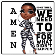 a cartoon of a woman in a zebra print jumpsuit with a quote