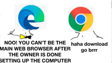 a drawing of a e and a google chrome logo