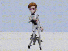 a cartoon character in a suit and sunglasses is dancing on a white surface .