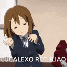 a lucalexo recliiao animated gif of a girl in a school uniform