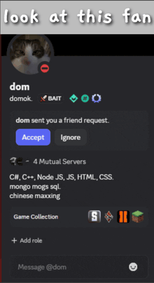 a screenshot of a person 's profile with the words look at this fan below it