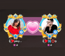 a man and a woman are sitting next to each other and their names are displayed on the icons