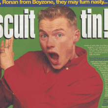 a cartoon drawing of a man with the words " ronan from boyzone they may turn nasty " visible