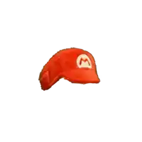 a red cap with a white m on it