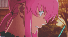 anime yandere angry phone pink hair