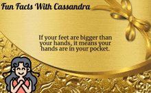 a gold background with the words fun facts with cassandra on top
