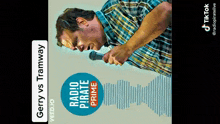 a picture of a man holding a microphone with the words radio pirate prime on it