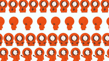 a repeating pattern of south park characters in orange jackets