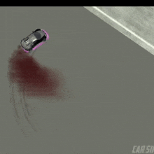 a car is driving down a road and the word car is on the bottom right