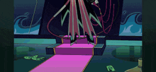 a cartoon drawing of a woman standing on a podium