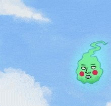 a cartoon character is flying through the air with a surprised face .