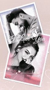 two pictures of a man and a woman with the words " i love you "